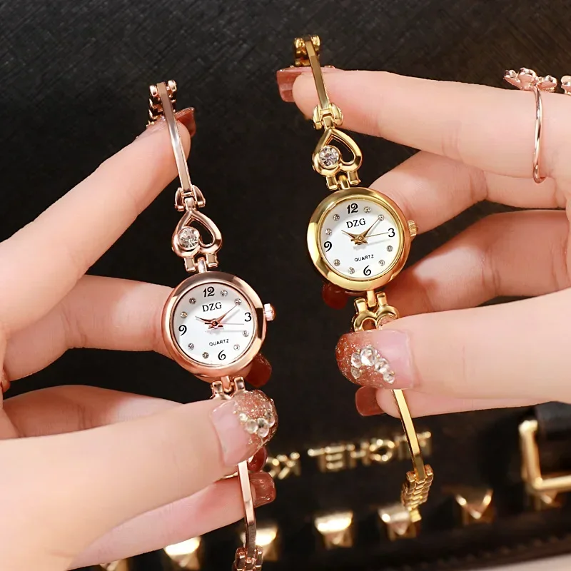 Fashion Women Heart Bracelet Watch Gold Quartz Watch for Women Wristwatch Casual Bracelet Watch Gifts Accessories Relógio Montre