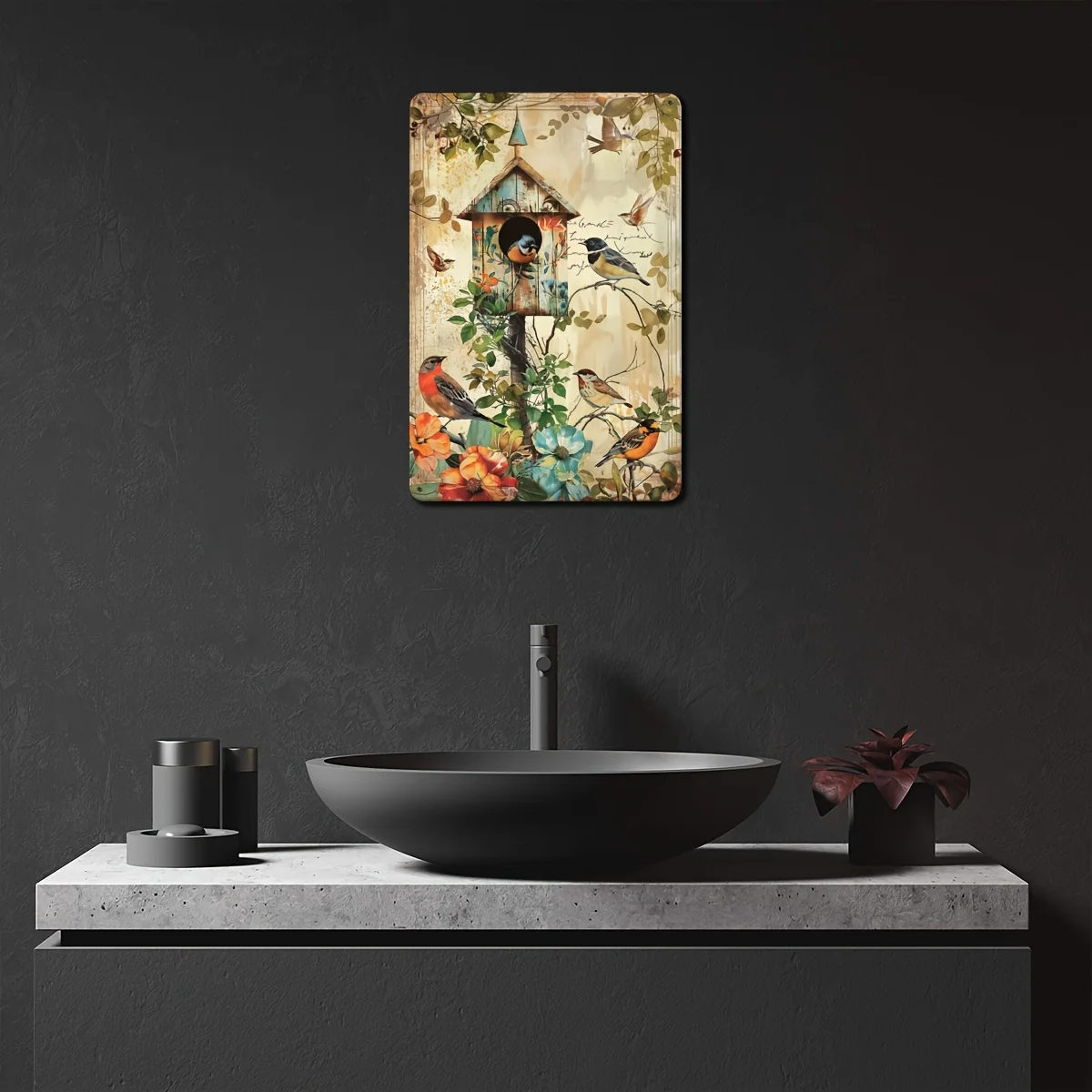 لوحة معدنية مبتكرة لديكور المنزل على شكل طائر، مناسبة للمنزل وغرفة النوم والبار وأغراض الديكور.