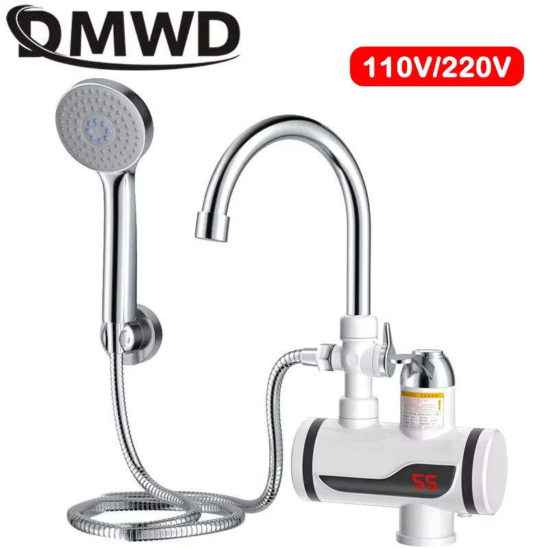 110V/220V Electric Water Heater Tap Instant Hot Water Faucet Heater Cold Heating Faucet Tankless Instantaneous Water Heater 3KW