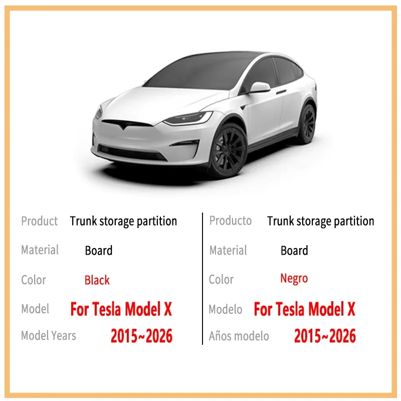 For Tesla Model X 2015~2026 2025 24 Multifunction Trunk Storage Partition Storage Auto Interior Parts Organizer Car Accessories