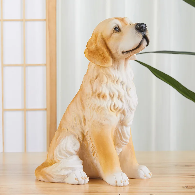 Simulated Golden Retriever French Bulldog Statues, Home Animal Ornaments, Outdoor Garden Decorations, Resin Handicrafts