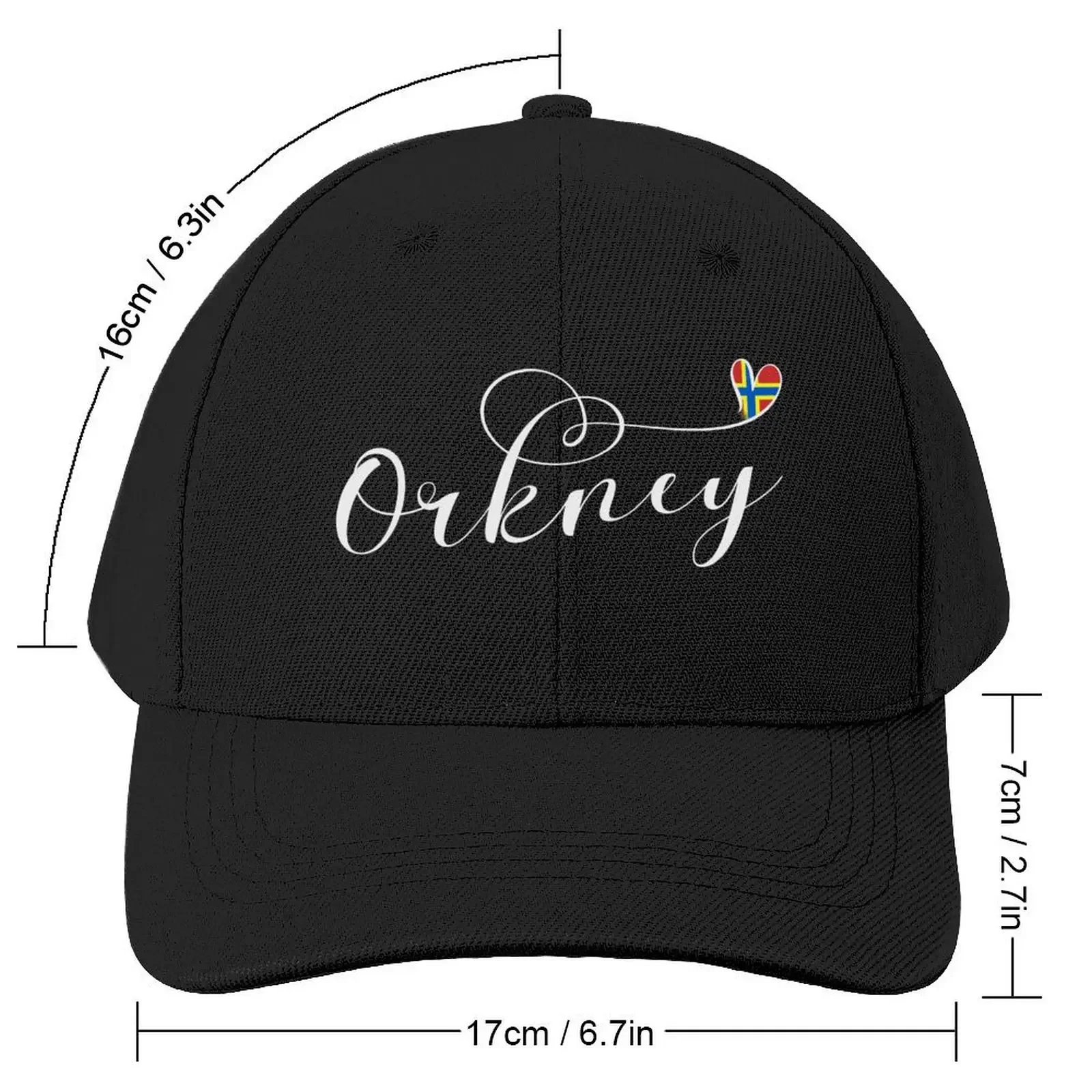 Orkney Flag in Heart, Northern Isles, Scotland Baseball Cap New In The Hat hiking hat Big Size Hat Hats Man Women's