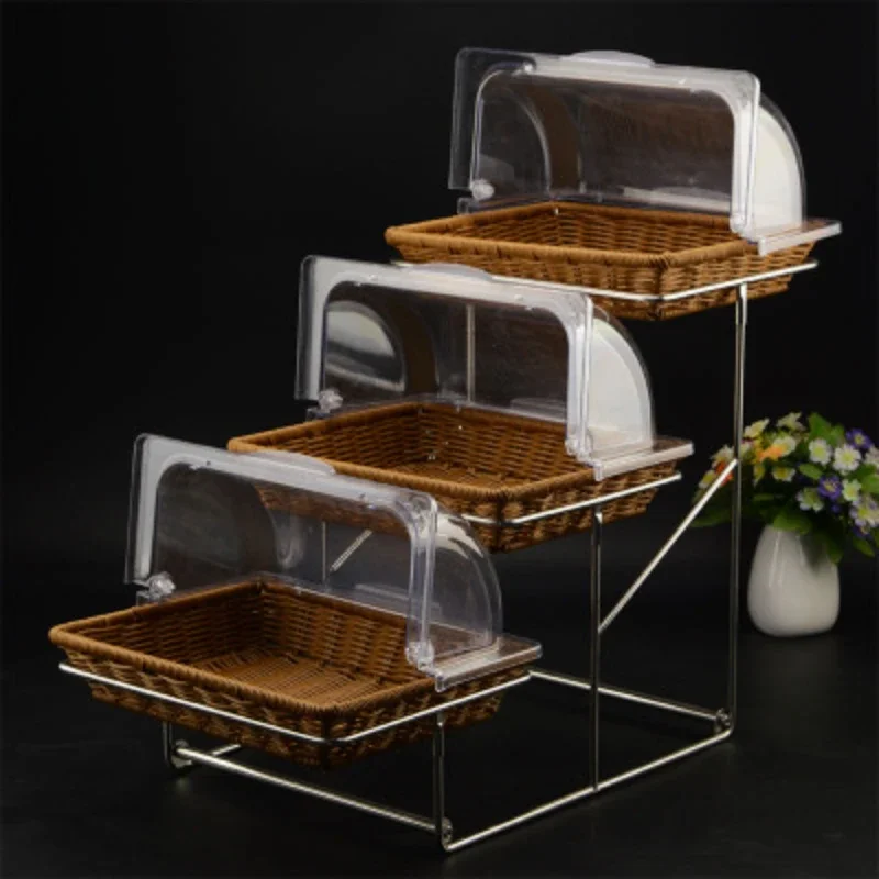 Hotel Commercial Creative Three-layer Bread Dim Sum Restaurant Tableware Buffet with Cover Fruit Plate Multi-layer Display Stand