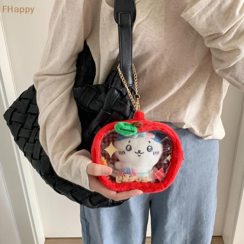 One Chic Apple Star ぬいぐるみ ミニオーガナイザー 収納バッグ、かわいい小銭入れ、透明なおもちゃとキーホルダー財布