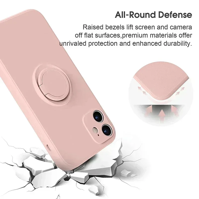 Liquid Silicone Finger Ring Magnetic Holder Bracket For iPhone  14 13 12 11 Pro Mini  Phone Case image 5