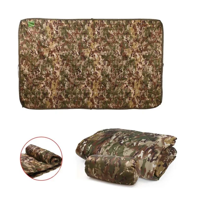 Tactical Poncho Liner Camouflage Water Repellent Woobie Quilted Blanket Suitable for Camping, Shooting Hunting