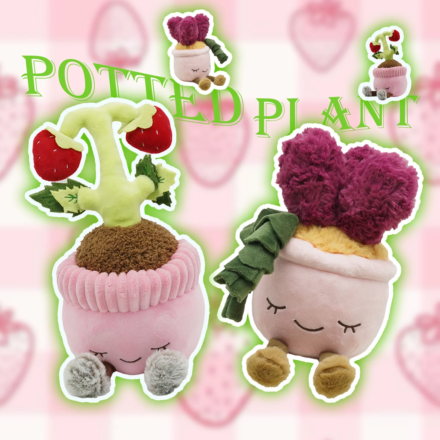 

New Kawaii Strawberry Potted Plants Plush Toys Hyacinth Stuffed Dolls Plant Plushie Soft Stuffed Dolls Kids Birthday Gifts