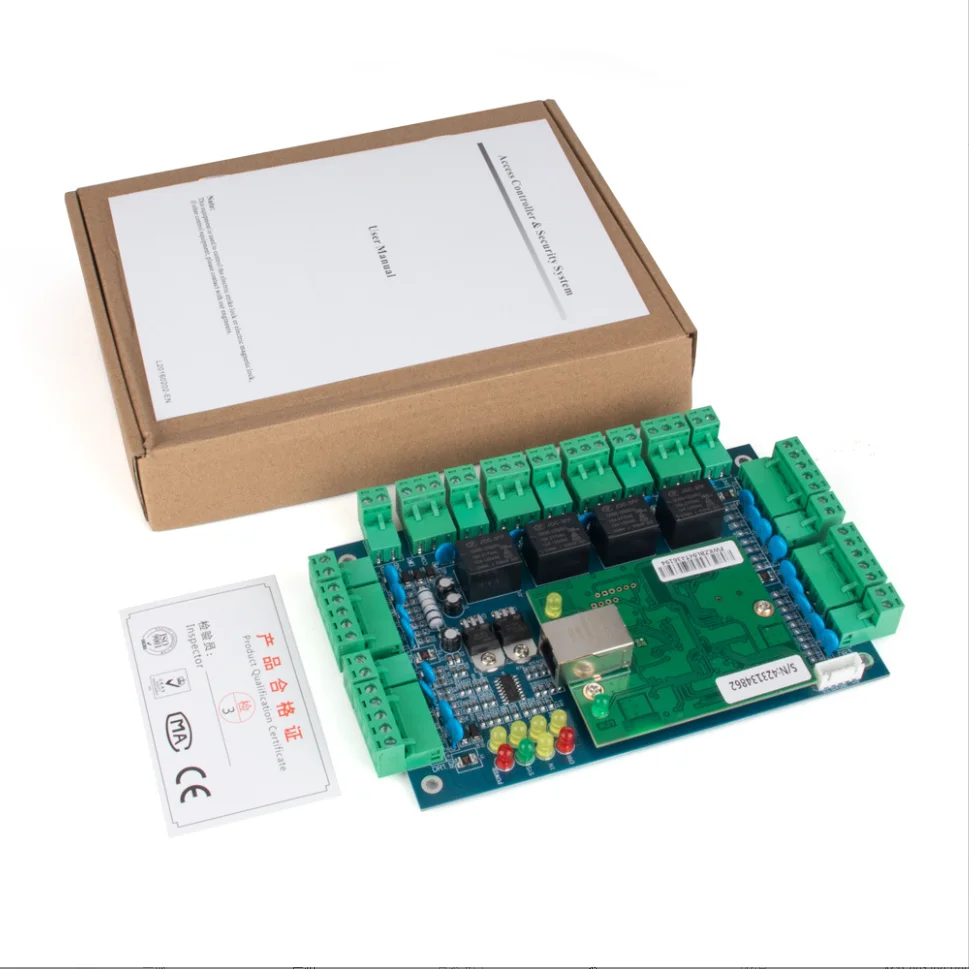 TCP/IP-netwerk Toegangscontrolepaneelsysteem met vier deuren via pc-bediening met RFID-kaart en elektromagnetisch slot