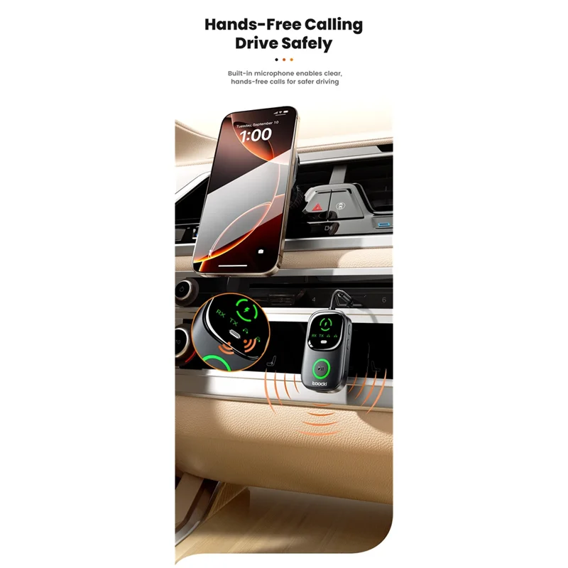 A73E-One-To-Two Bluetooth Receiver Transmitter AUX Audio Adapter For Tvs, Headphones, Cars, And Other Devices With A 3.5 Mm Jack