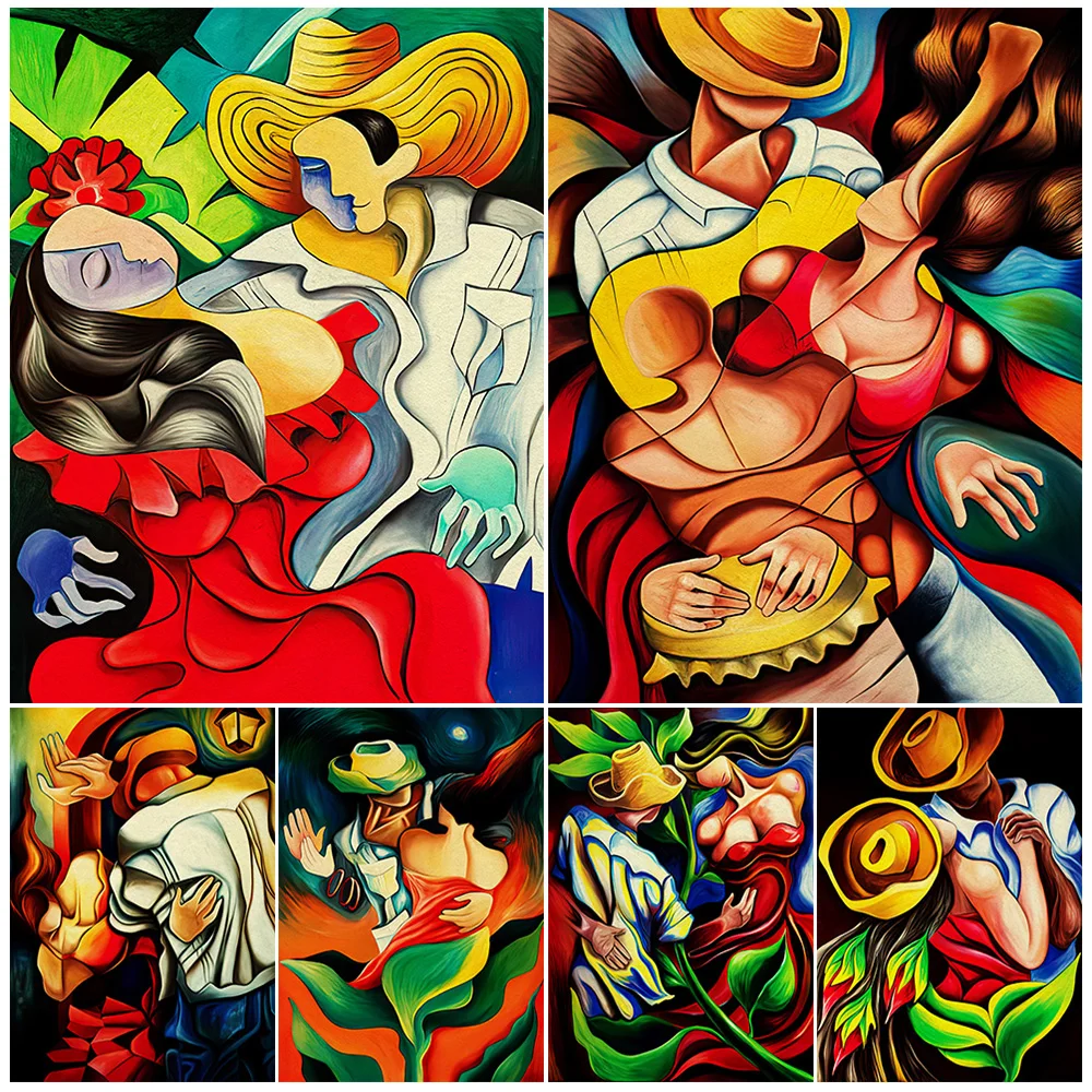 

Abstract Romance In Countryside,Vintage Wall Art Canvas Painting Rumba Dancing Abstract Art Poster And Print Home Decoration