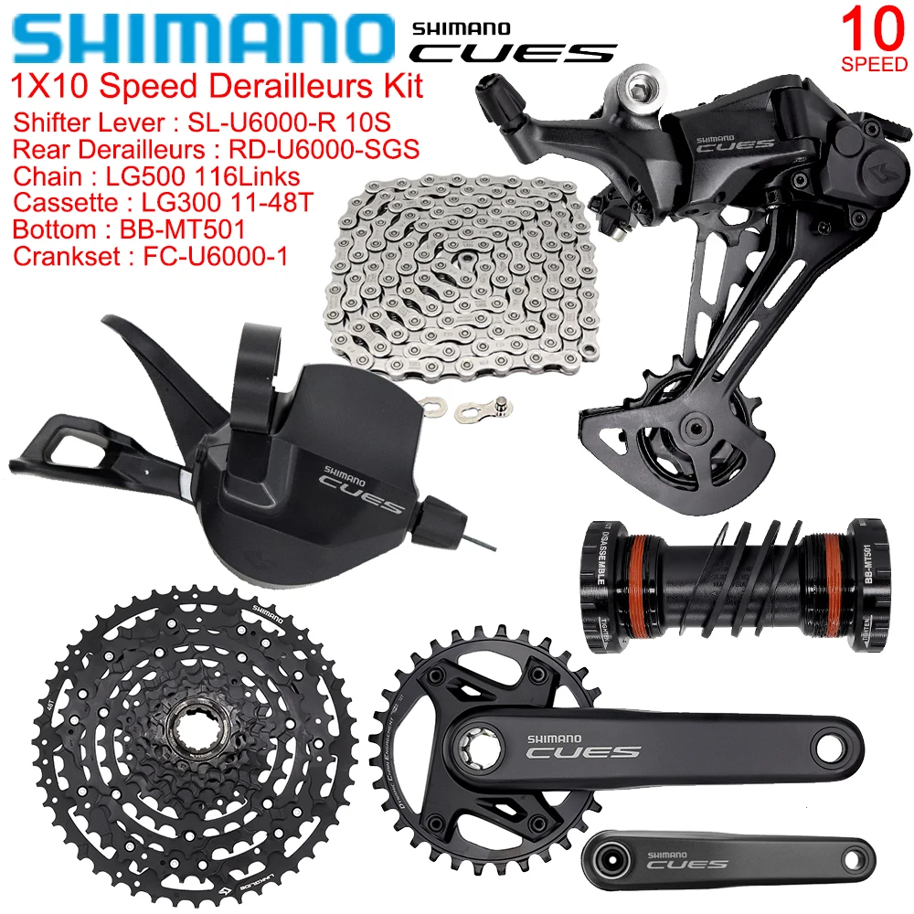 

SHIMANO CUES 1X10 Speed Groupset for MTB Bike FC-U6000-1 Crankset BB-M501 Bottom U6000 Derailleurs Kit Original Bicycle Parts