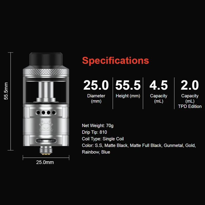 เครื่องฉีดน้ำบุหรี่อิเล็กทรอนิกส์แบบขดลวดเดี่ยวเฮลเวป810กระต่ายอ้วนเฮลวาปแบบดั้งเดิมความจุ4.5มล.