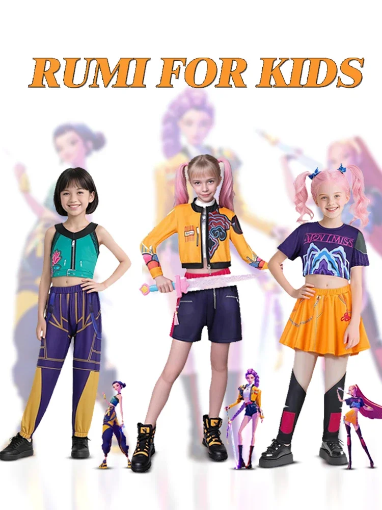 K-POP Demon Hunters Cosplay Costume Rumi Zoey Mira for Girl Halloween Performance Outfits Birthday Party Cloth Role Play Costume