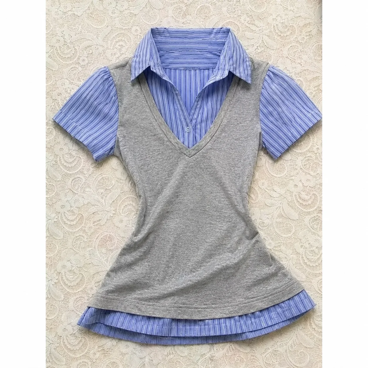 Workplace Friendly Lapel Crop Tops Women French Retro Y2K Korean Harajuku Street Neat Tailoring for Urban Outing Casual Scenes