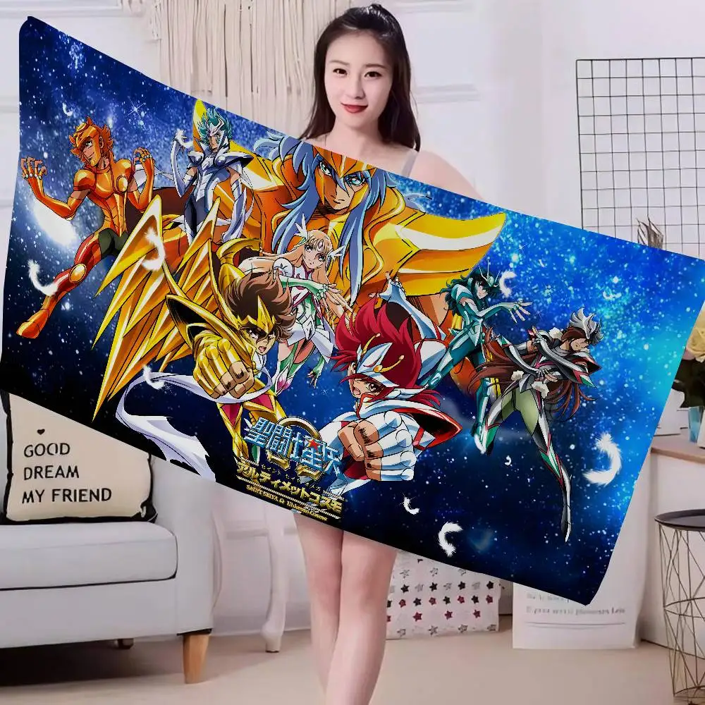 Retro S-Saint S-Seiya Anime Beach Swimming Towel Soft Absorbent Washcloth Children's Gifts for Kids Travel Camping Gym
