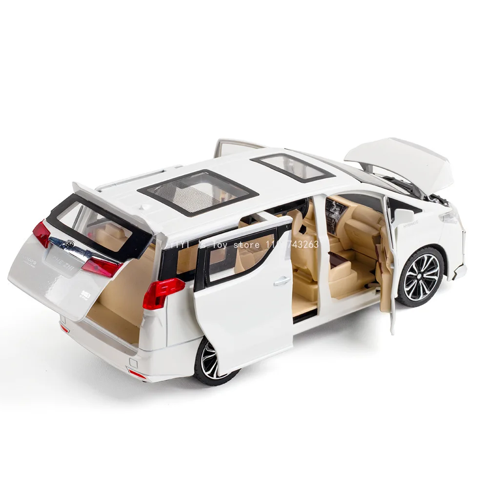 1:24 Alphard MPVรถของเล่นรุ่นโลหะผสมDiecastเสียงดึงกลับประตูเปิดยางยางจําลองยานพาหนะนําเสนอ 30