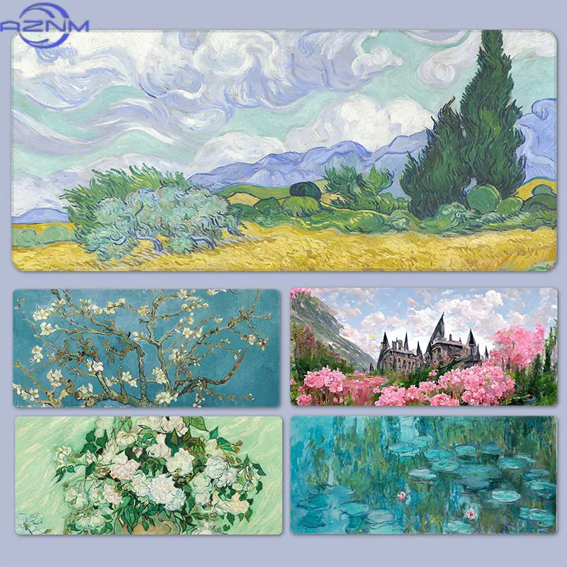 Van Gogh Mouse Pad Impressionist Oil Painting Art Deskpad Office Computer Desktop Pads Thickened E-sports Game Home Mouse Mat