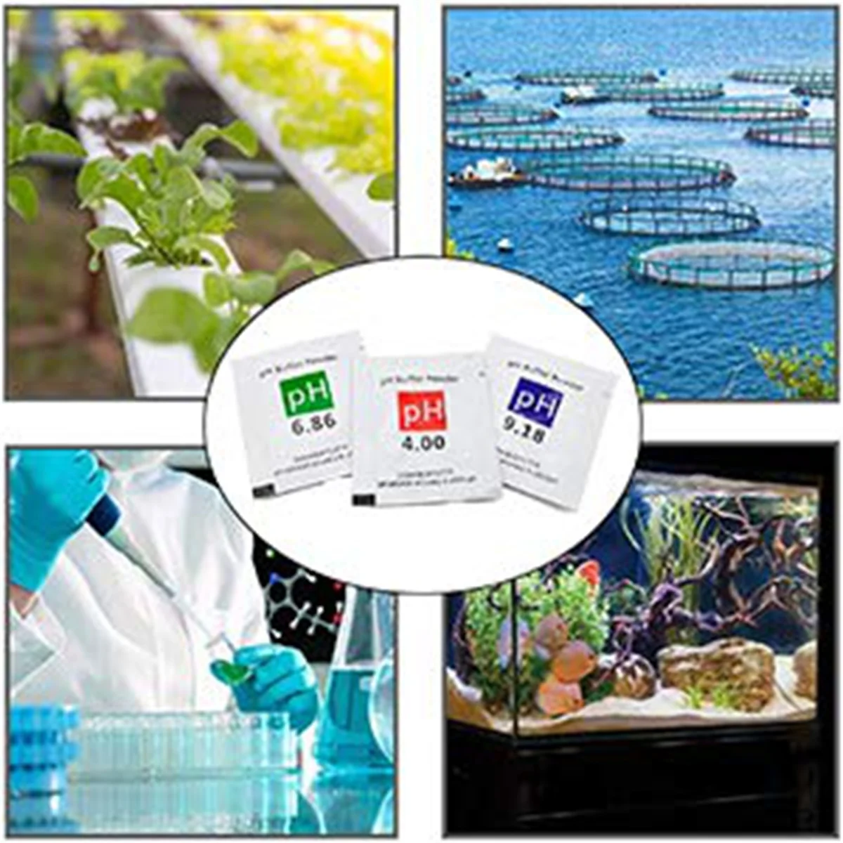 LLXA Paquete de 15 polvos de solución de tampón de medidor de PH 6,86/4,00/9,18, paquetes de solución de calibración de PH para medidor de PH preciso