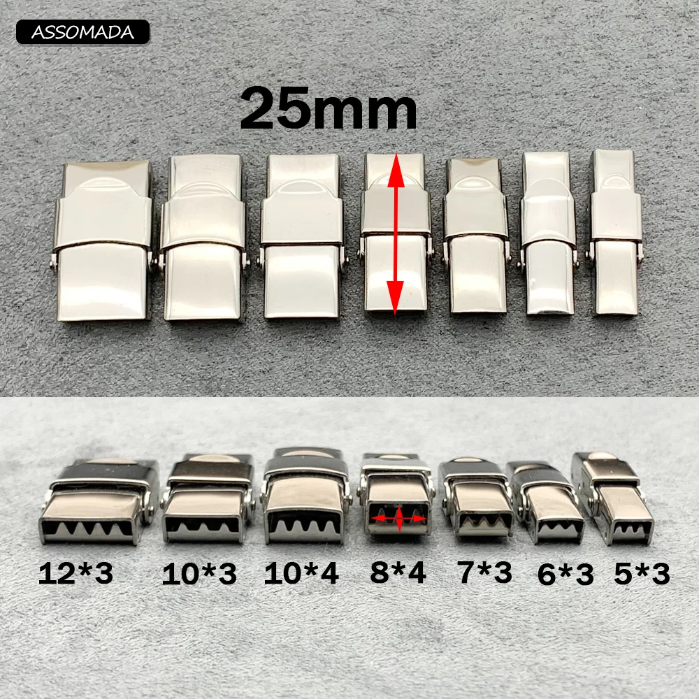 5/10pcs Stainless Steel Clasp For Leather Silicone Bracelet Crimp Jaw Hook Watch Band Clasp Connect Lace Buckle Jewelry Making