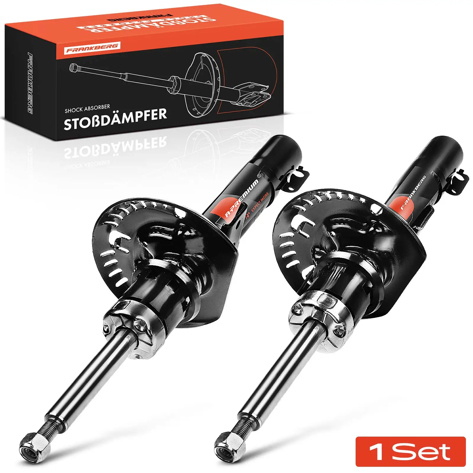 Frankberg 2x schokdemper vooras voor VW Polo Skoda Fabia Roomster Audi A2 Seat Ibiza 1999-2015 16451 334835 16309 6Q0413031BN