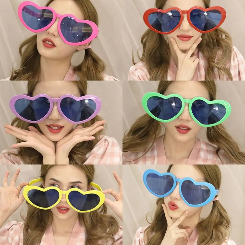 Trendy Fashion Party Props Large Frame Party Decoration Supplies Glow Glasses Big Glasses Shades Peach Heart Glasses