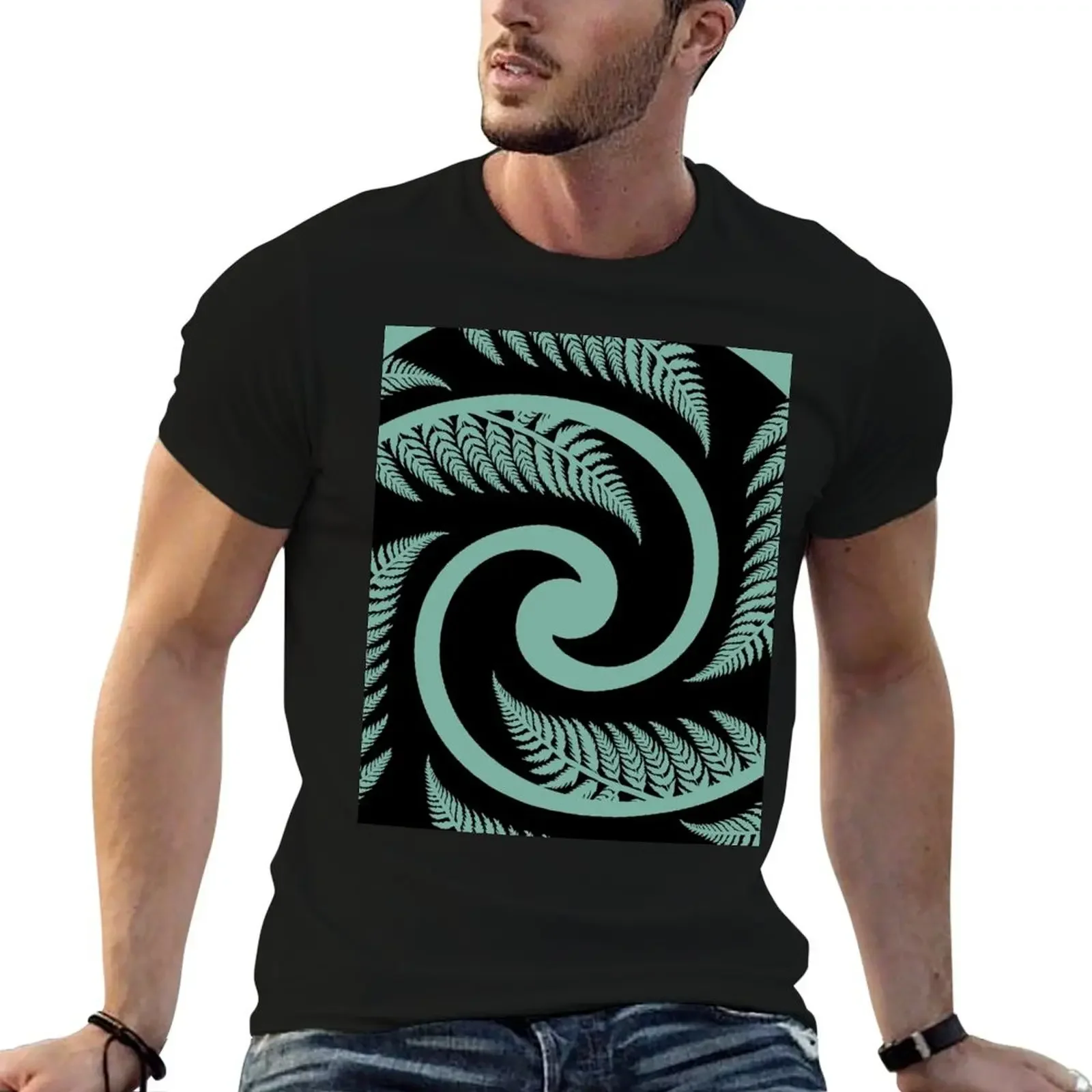 New Zealand Silver Fern in a KORU T-Shirt shirts graphic tees graphics fitted t shirts for men