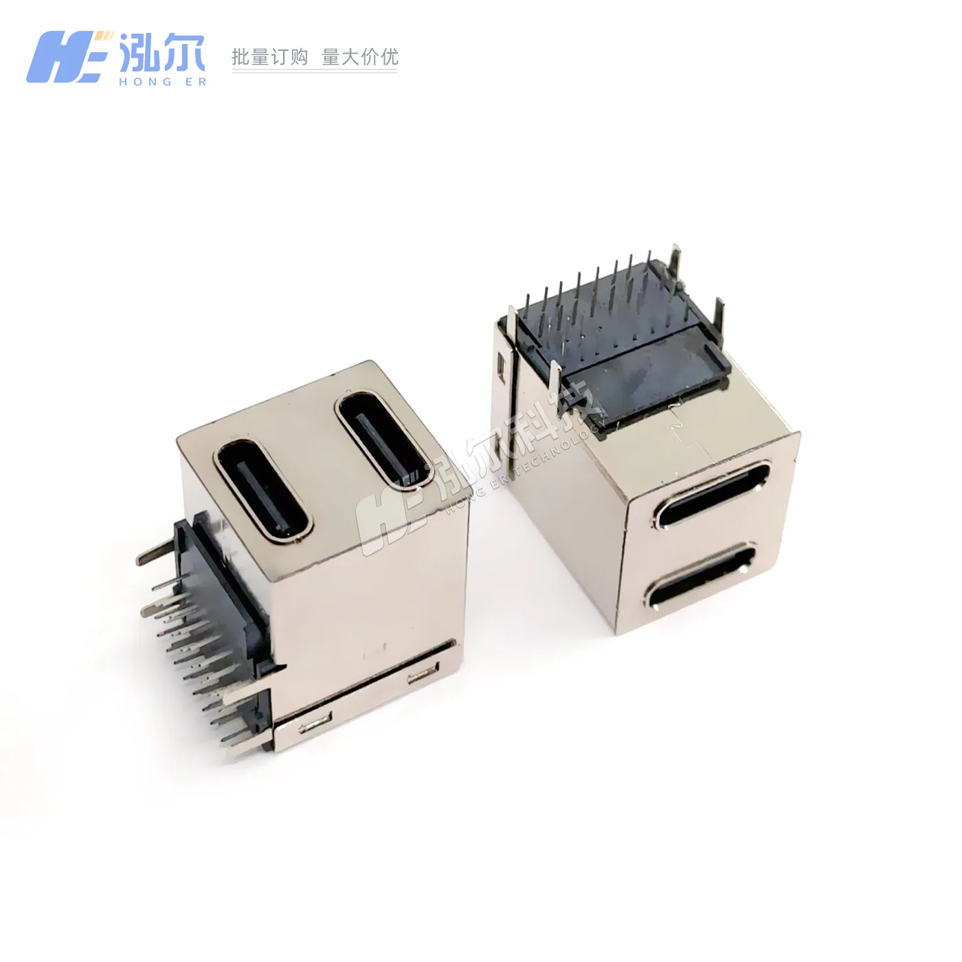 For TYPE-C port double-layer 16P + 16P horizontal 90-degree plug-in board on the female seat board, double-port 32P/48P seat USB