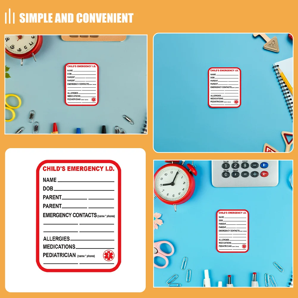 15Pcs Medical Information Sticker for Car Emergency Carseat Tag Adhesive Safety Labels Stick on Labels