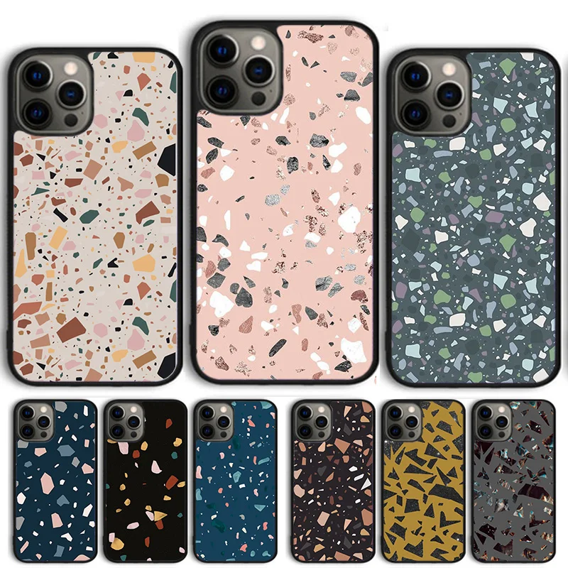 Terrazzo Abstract Tortoise Phone Case Cover For iPhone 16 15 14 13 12 Pro Max mini 11 Pro Max XS XR Plus Coque Shell