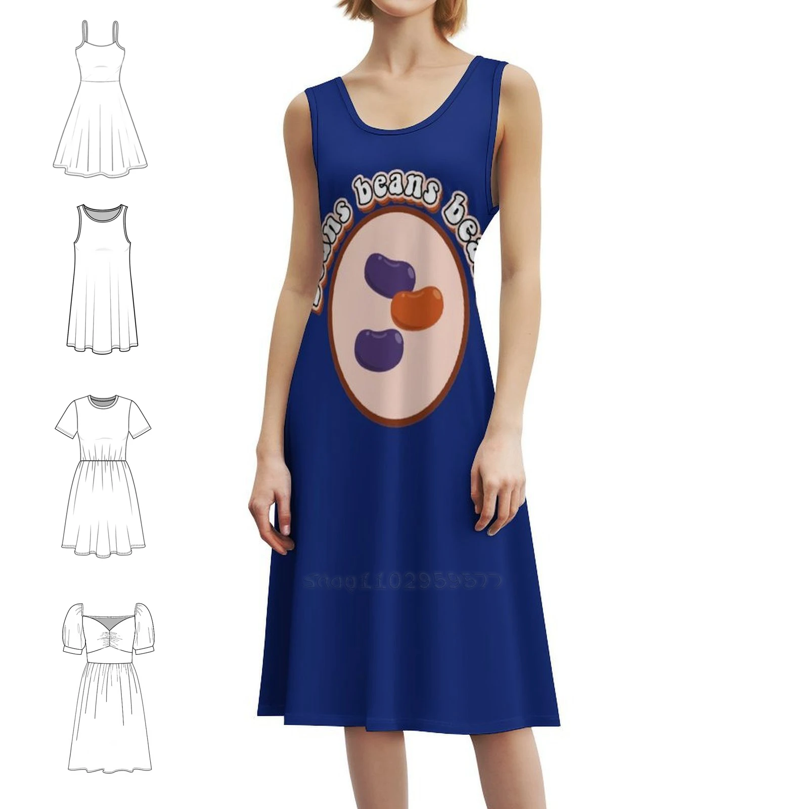 الفاصوليا الفاصوليا الفاصوليا بوهو شيك فستان أنيق موضة شاطئ حفل زفاف ثوب خبز الفاصوليا الفاصوليا الغذاء خبز مضحك فول امرأة الملابس #1