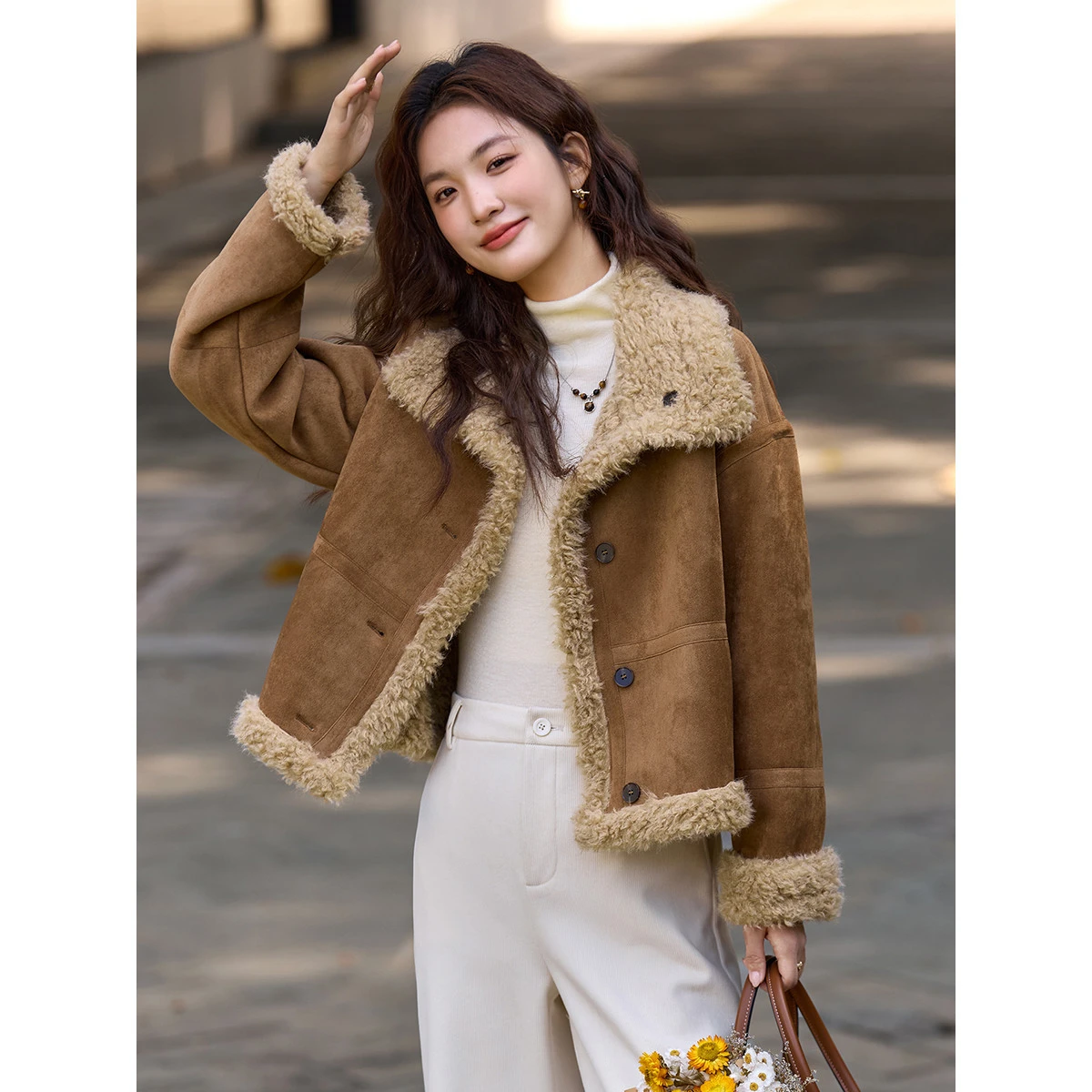 VIMLY chaqueta Vintage de piel sintética para mujer, abrigos femeninos de un solo pecho con forro polar y cuello de solapa, prendas de vestir exteriores de cuero cálidas 30555