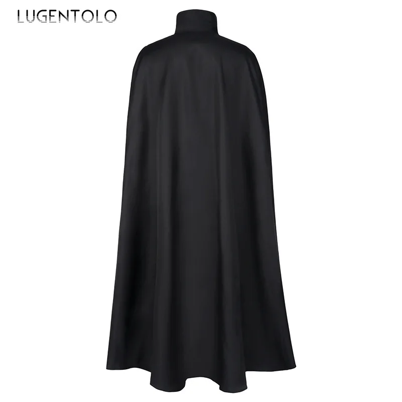 Jubah Gotik abad pertengahan Halloween ponco hitam jubah gelap Lengan terbuka penyihir pesta dewasa kostum kasual Retro kancing sebaris