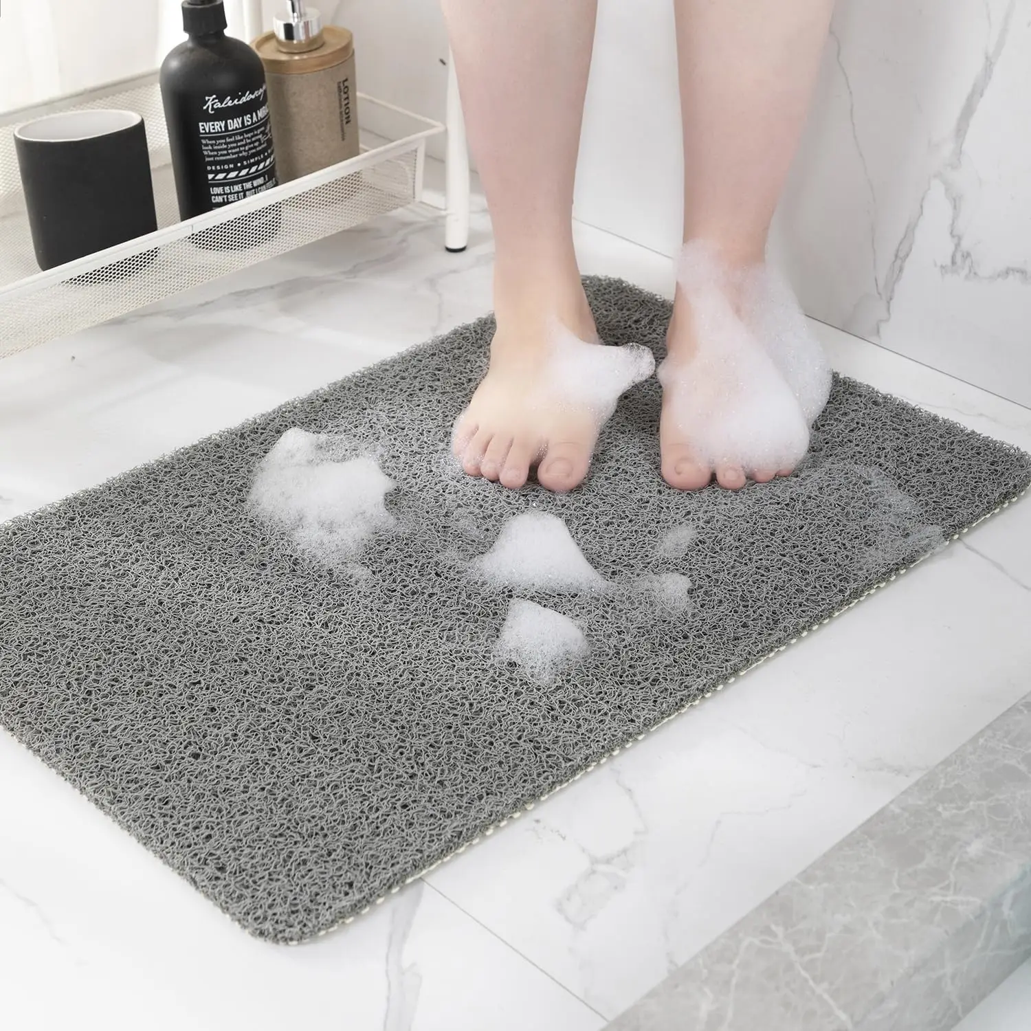 Tapis de douche Super confortable 50x80cm, tapis de bain antidérapant, égouttable, facile à nettoyer, lavable, pour salle de bain, fournitures de tapis de bain antidérapant