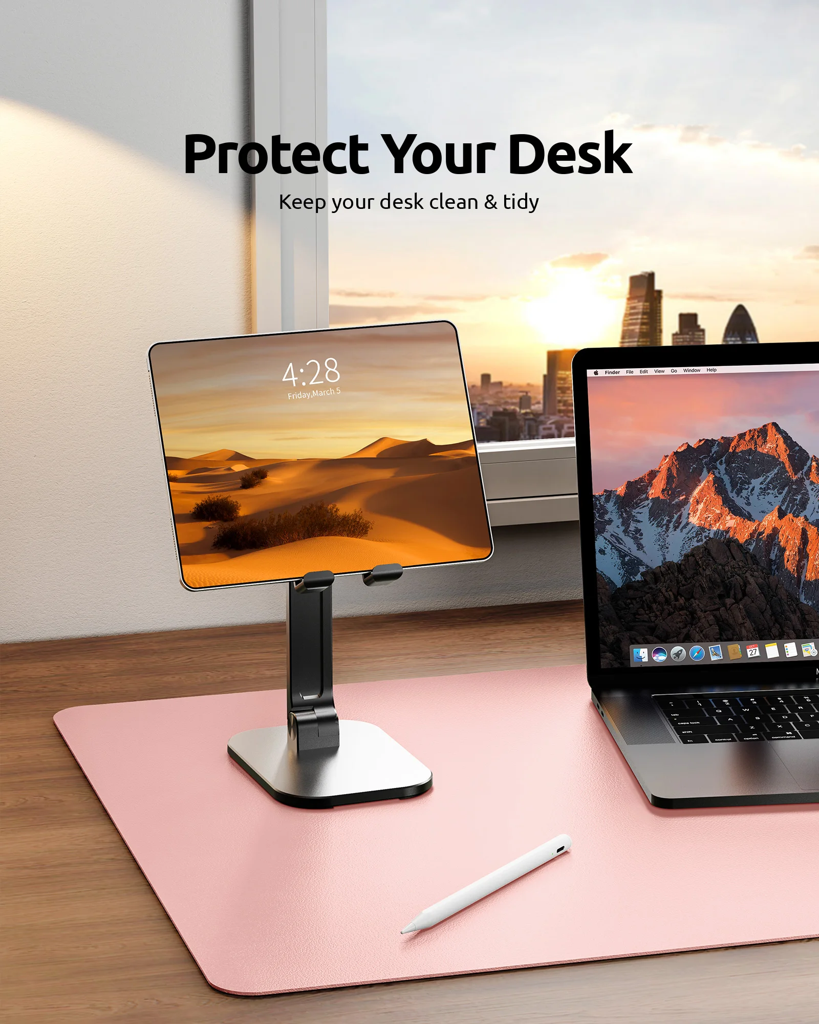 

Pink Desk Mat, Large Mouse Pad, Waterproof PU Leather Protector, Easy Clean Laptop Writing Mat for Work/Home/Decor