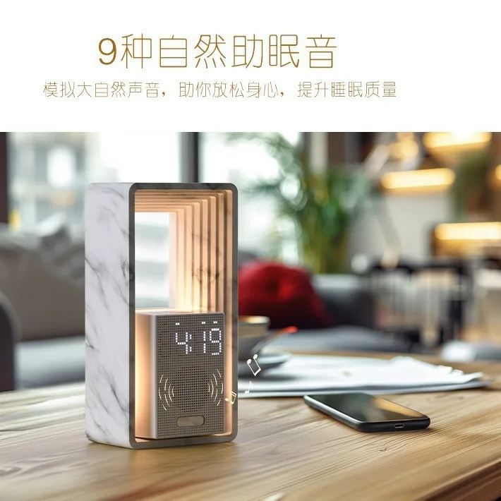 Sunrise Simulation Alarm Clock with White Noise Speaker Dimmable Bedside Ambient Night Light Desktop Clock for Home Bedroom Use view 3