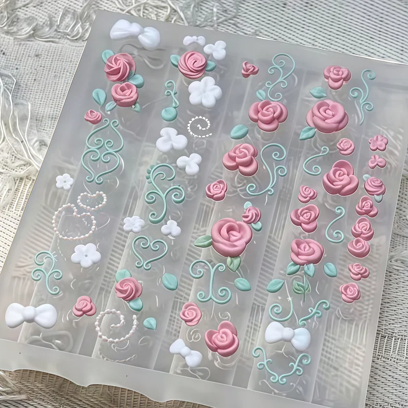 Vintage Fenstergitter-Ranken-Kreuz Y2K Klaviertasten-Nagel-Silikonform, DIY geprägte Charms Nagelkunst-Dekorationsform – Detail 6