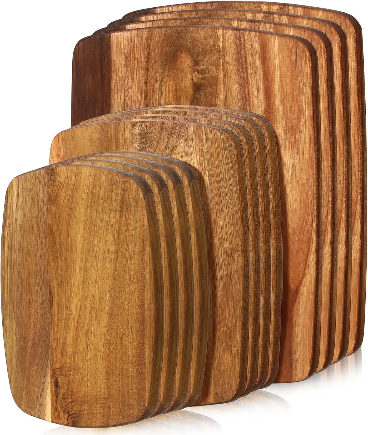 

12 Pcs Thick Acacia Wood Cutting Boards for Kitchen Reversible Wooden Chopping Board Set Double Sided Charcuterie Boards