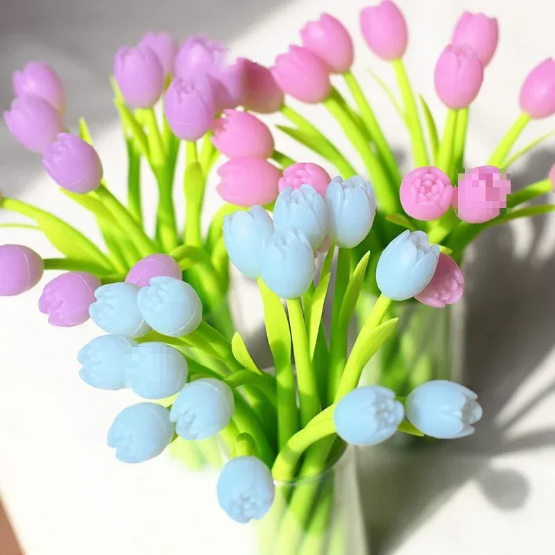 3pcs Color Changing Tulip Gel Pens Cute Discolor Floral Black Ink Neutral Pens Korean Stationery Holiday Gifts Office Supplies