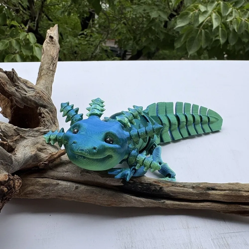 New 3D Printed Salamandrid Multi-jointed Movable Fine-tailed Axolotl Action Figure Creative Axolotl Desktop Decoration