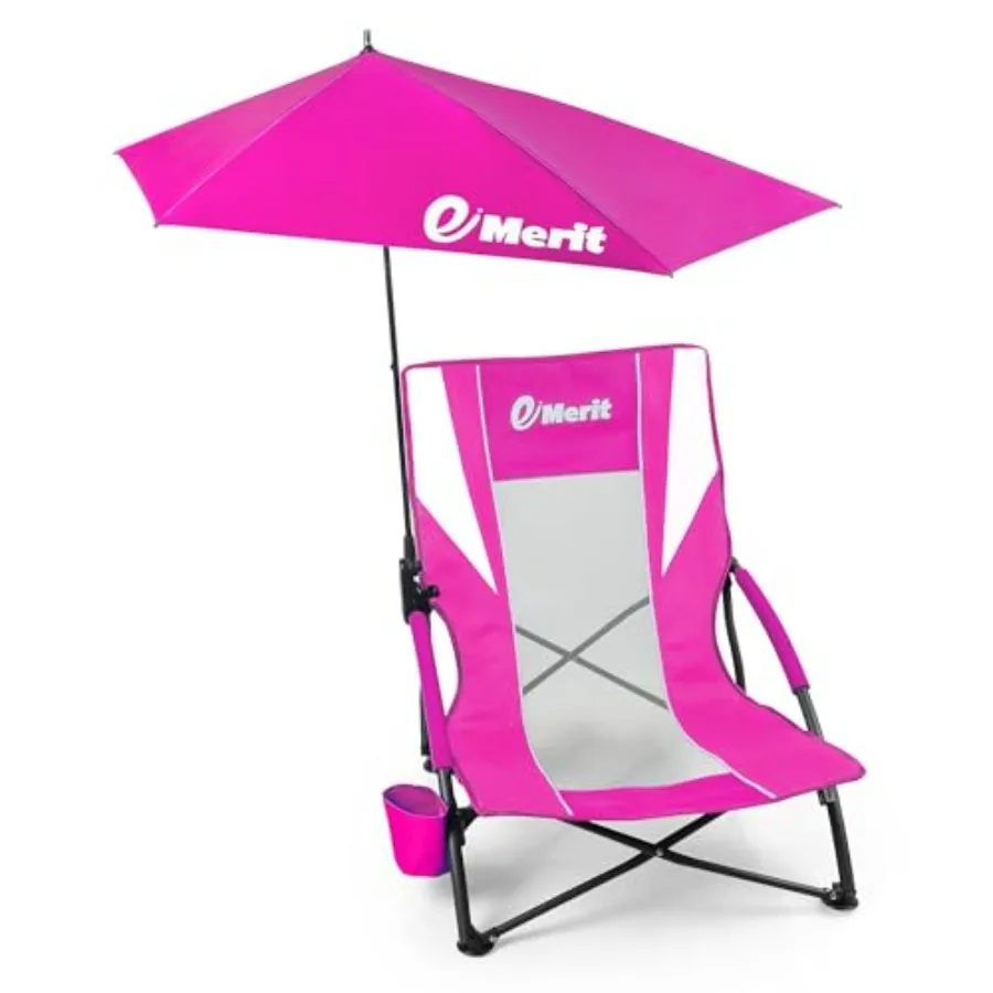 

Легкое складное пляжное кресло-рюкзак для взрослых с съемным зонтом UPF 50+, портативное кресло для песка синего цвета с подстаканником