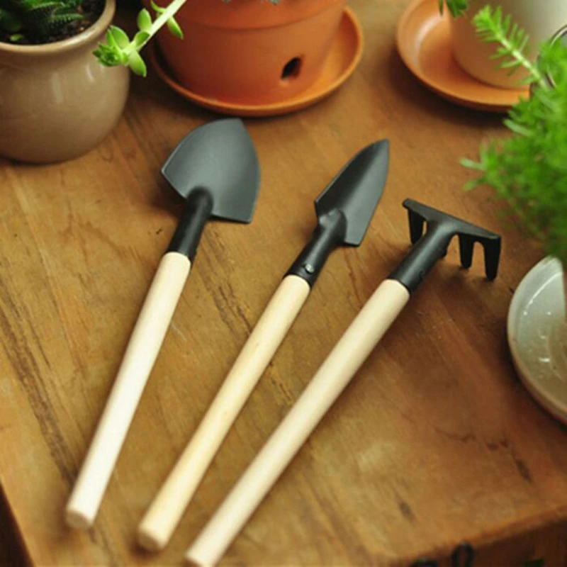 3Pcs/Set Mini Shovel Spade Creative Portable Plant Small Rake Beach Soil Scoop Growing Garden Flower Pots Planters Supplies