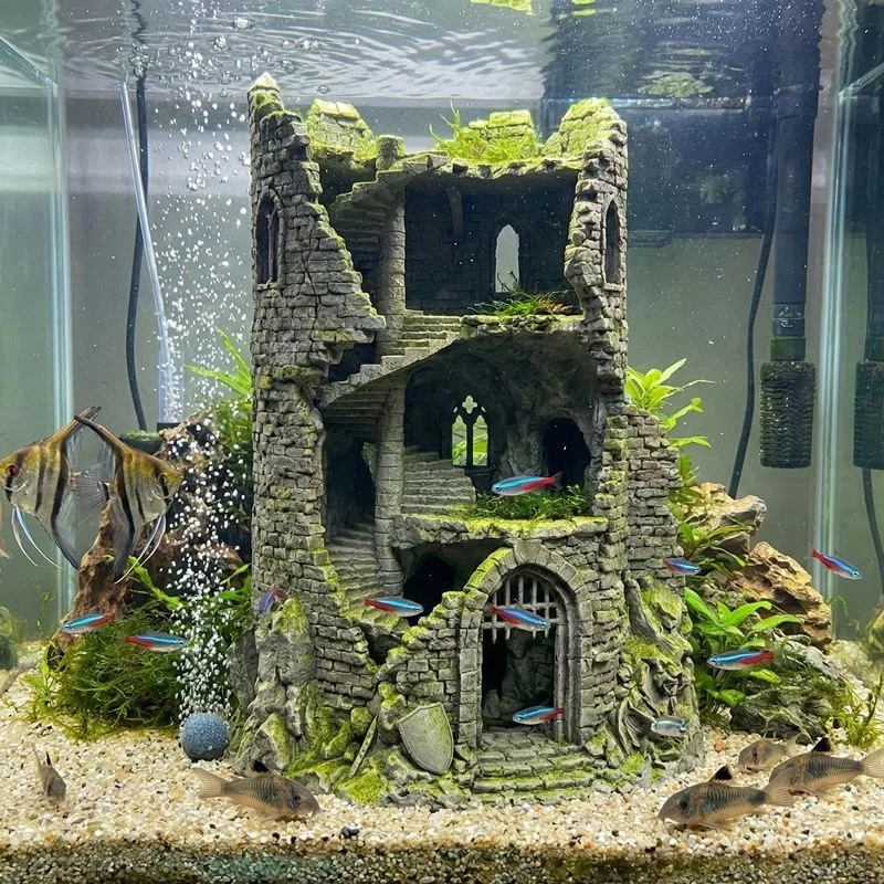 

Ruined Castle Fish Tank Landscape, Aquarium Miniature Landscape, Fish Hiding in Caves, Environmentally friendly Materials