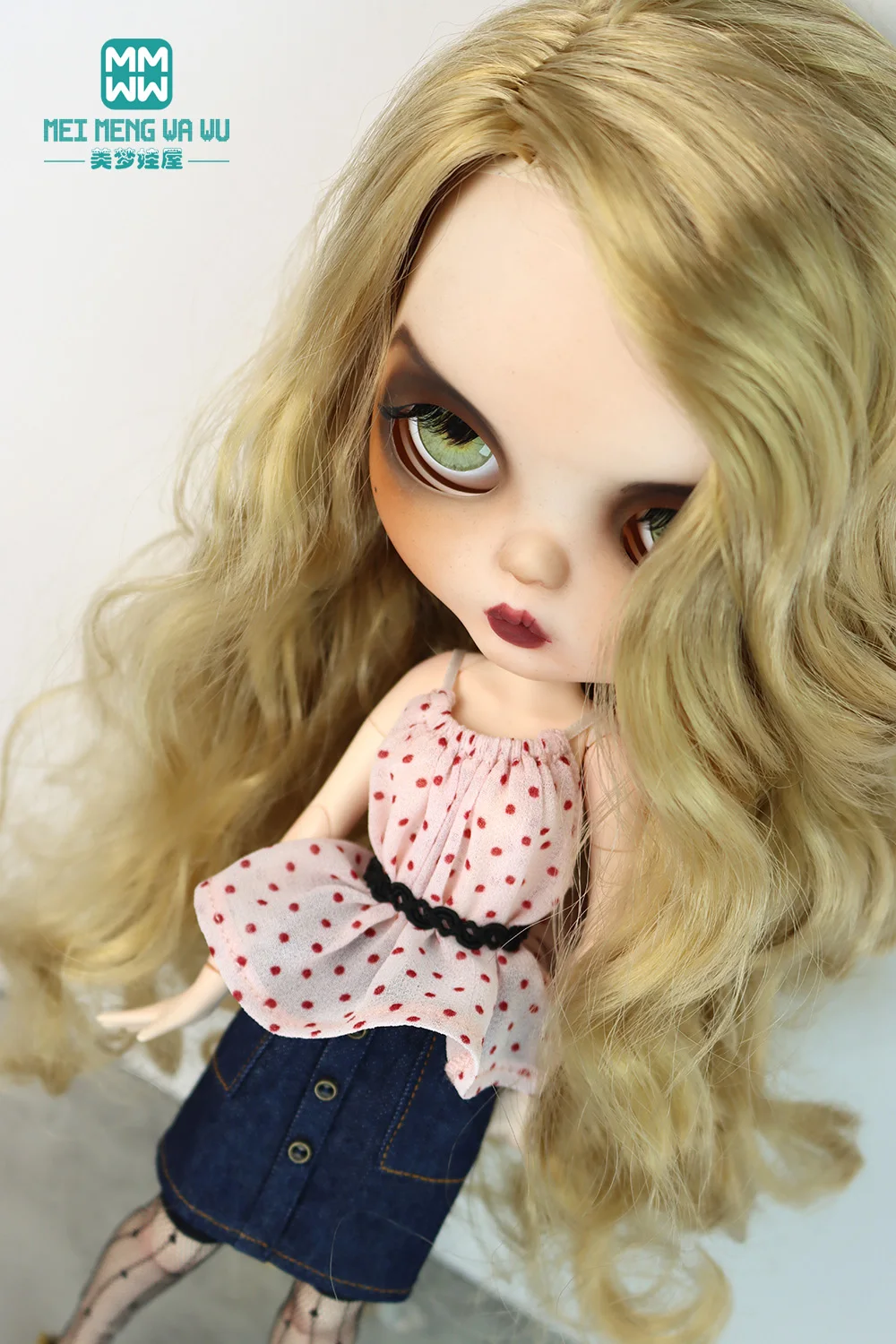 Clothes for doll Fashionable polka dot shirts, miniskirts fits 28cm Blyth Azone OB22 OB24 Accessories