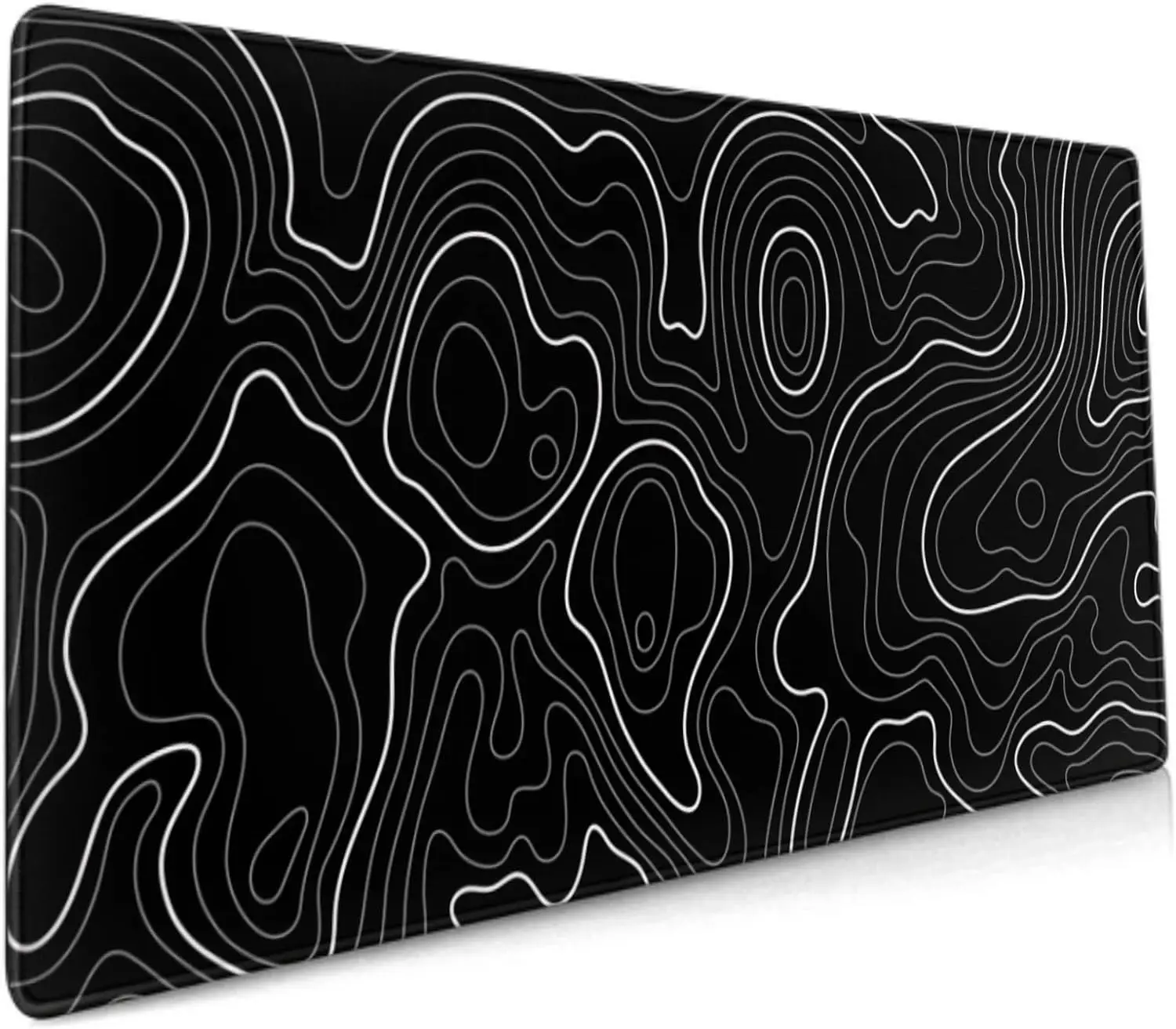 

Black Topographic Contour Gaming Mouse Pad Large Non-Slip Rubber Base Keyboard Mat with Stitched Edges for Home Office Mouse Pad