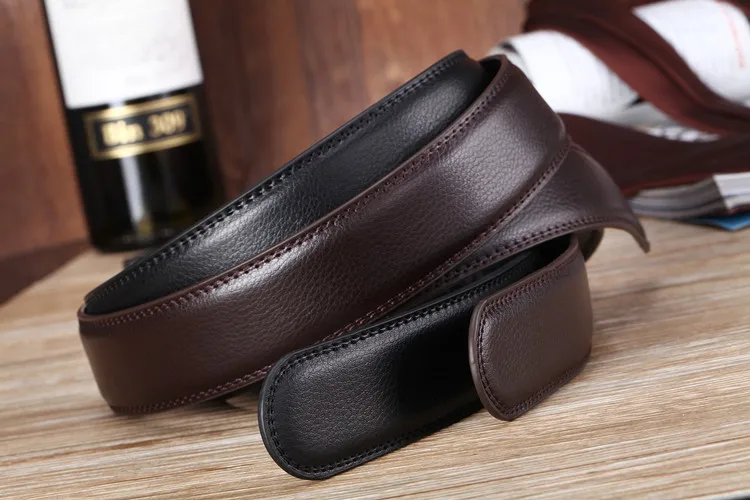 Herren-Gürtel mit 3,5 cm breitem, automatischem Verschluss, Gürtel ohne Schnalle, hochwertiger Gürtel aus PU-Leder für Herren, Jeansgürtel, breit. – Detail 9