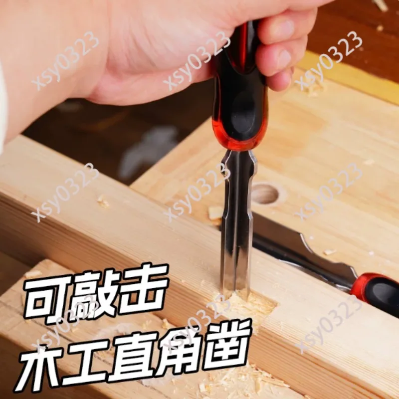 65 Manganese Steel Woodworking Chisel, Right Angle Mortise Chisel for Hinge Grooving and Carving