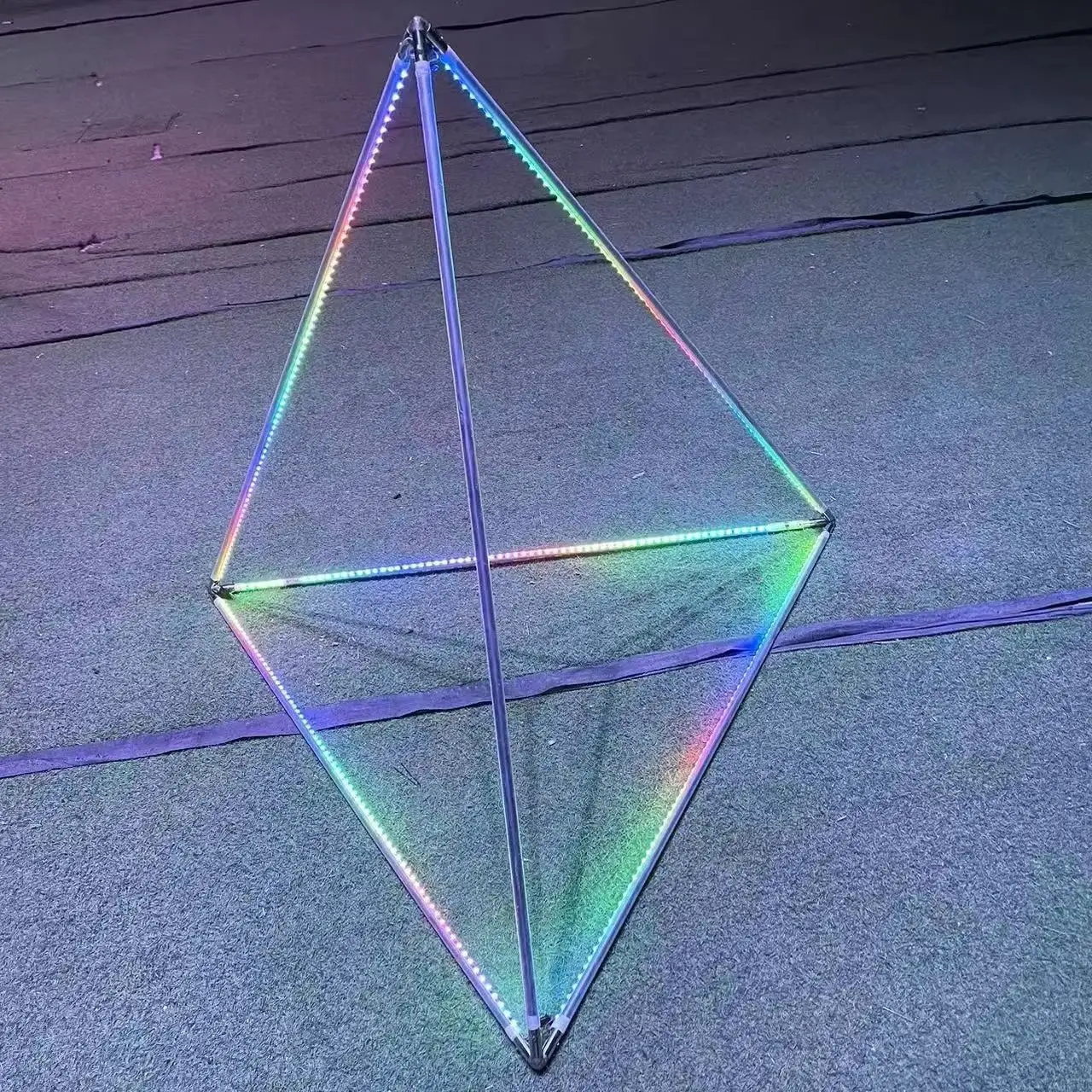 RGB LED Cube Acrobatics Triangle Rechargeable Stage Prop Handheld Lighting for Dancer Performance Party Entertainment