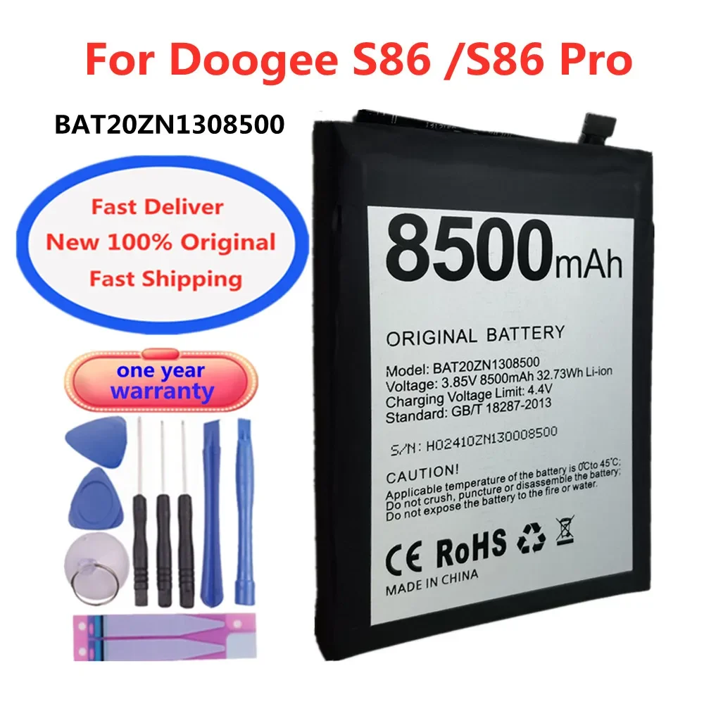 New Original Battery Fro Doogee S86 Pro 8500mAh Li-Ion Rechargeable Batteries Doogee S86 Batterie BAT20ZN1308500 + Free Tools