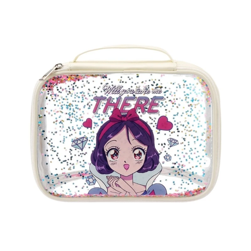 Anime Miniso Disney Snow White Series Cosmetic Handbag Cartoon Cute Women\'s Fashion Large Capacity Portable Toiletry Bag Gift