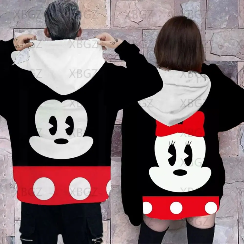 Disney-Sweats à capuche Minnie Mouse pour hommes et femmes, sweat-shirt pour femmes, vêtements pour femmes, haut pour couple, tenue Y2K, sweat à